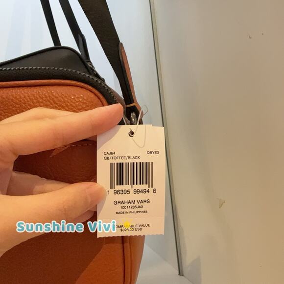 NWT COACH CAJ64 Graham Shoulder Bag Crossbody Leather Toffee/Black - Picture 5 of 5